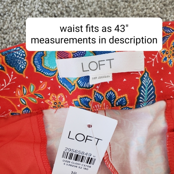 LOFT floral mid rise tailored shorts, 43", red - Picture 8 of 11